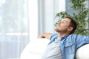 man relieved from stress