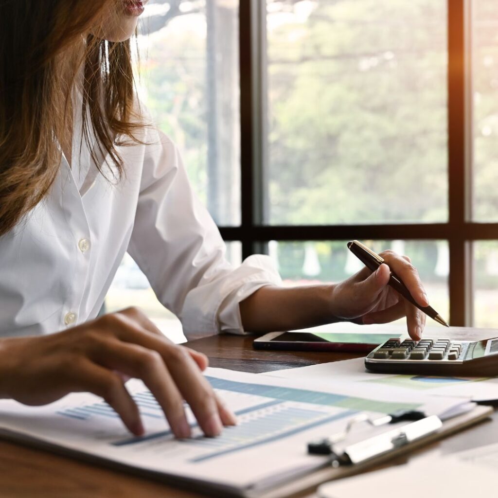 Woman calculating finances