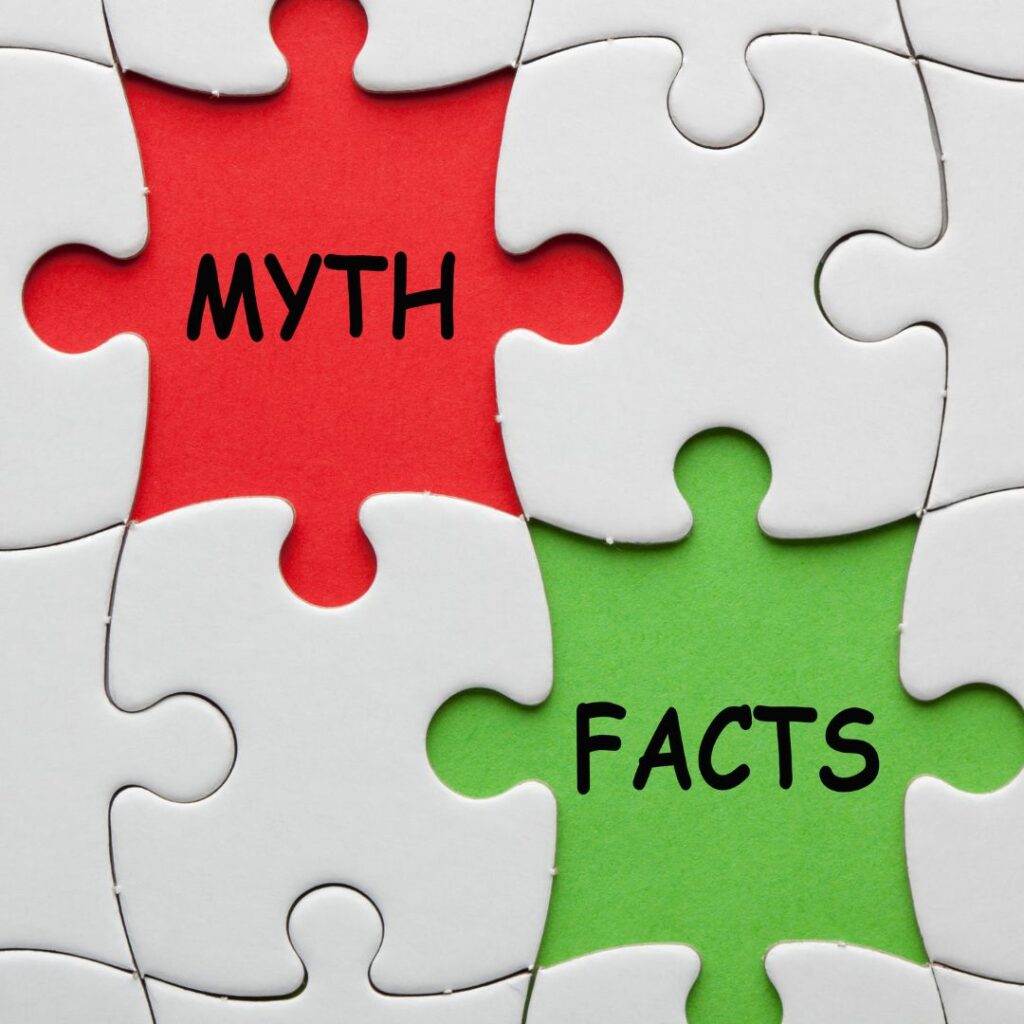 Puzzle with myth and facts on the puzzle pieces