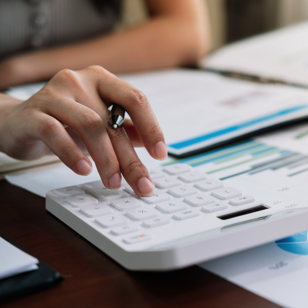 Woman calculating bills