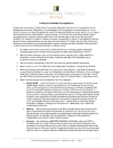 First page of the CPSD Professional Membership Application form (San Diego) with the header and the initial sections.
